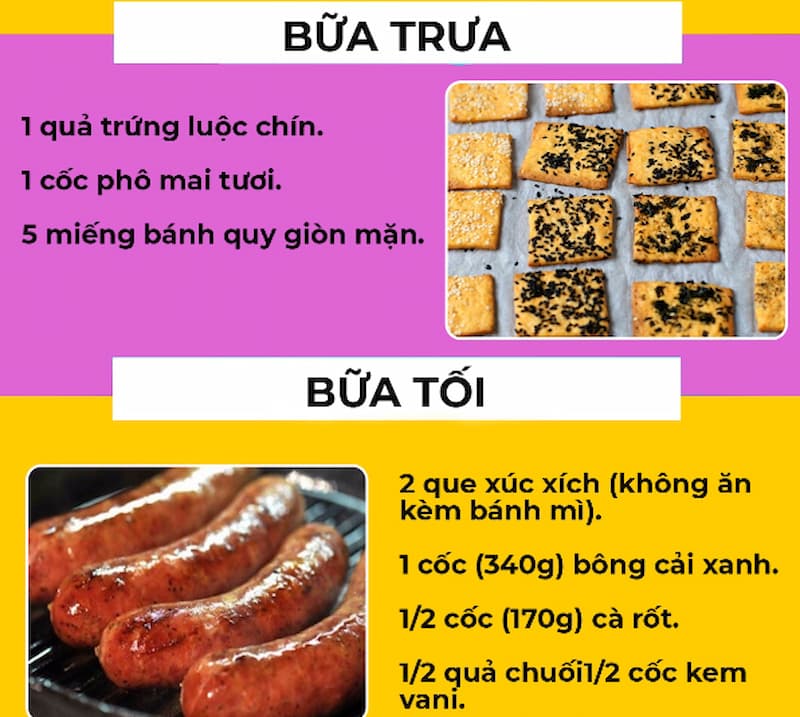 Thực đơn giảm cân nhanh trong 3 ngày ở ngày thứ 2